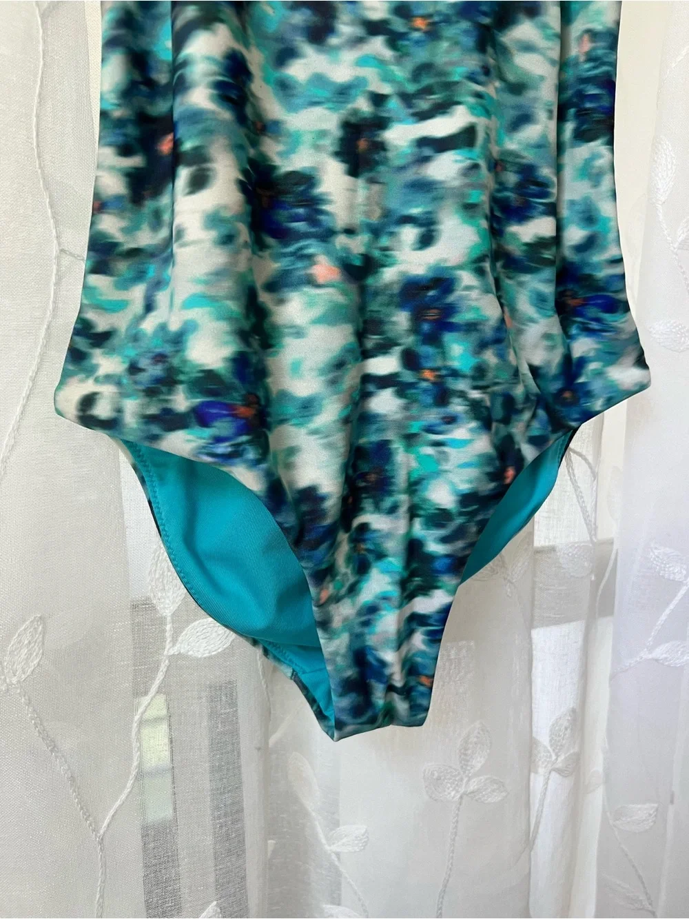 Athleta Teal Floral-Print Girls' One-Piece Swimsuit